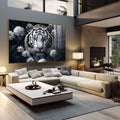 Quadro Decorativo Animal - Tigre Branco - quadros decorativos para sala 1 Tela, 1 Tela Horizontal - em living room premium