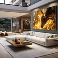 Quadro Decorativo Touro do Bitcoin - quadros decorativos 1 Tela, 1 Tela Horizontal - em escritorio elegante