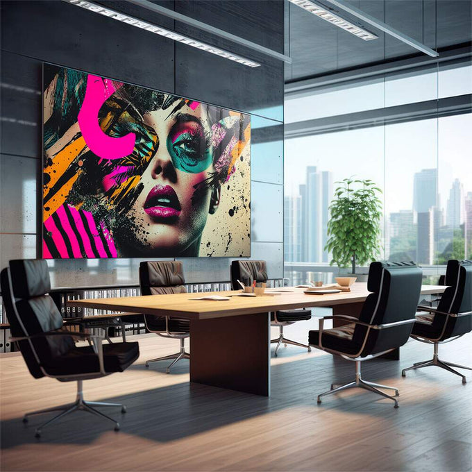 Quadro Decorativo Abstrato Mulher - quadros decorativos para sala 1 Tela, 1 Tela Horizontal - em quarto contemporaneo