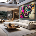 Quadro Decorativo Abstrato Mulher - quadros decorativos para sala 1 Tela, 1 Tela Horizontal - em living room premium