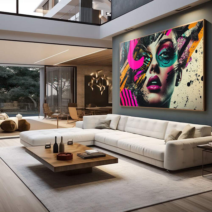 Quadro Decorativo Abstrato Mulher - quadros decorativos para sala 1 Tela, 1 Tela Horizontal - em living room premium