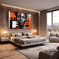 Quadro Decorativo Abstrato Mulher - Elegante em Tons Laranja - quadros decorativos para sala 1 Tela, 1 Tela Horizontal - em quarto contemporaneo