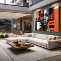 Quadro Decorativo Abstrato Mulher - Elegante em Tons Laranja - quadros decorativos 1 Tela, 1 Tela Horizontal - em escritorio elegante
