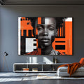 Quadro Decorativo Abstrato Mulher - Elegante em Tons Laranja - quadros decorativos para sala 1 Tela, 1 Tela Horizontal - em ambiente decorado