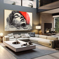 Quadro Decorativo Mulher Abstrato em Tons Alaranjados - quadros decorativos 1 Tela, 1 Tela Horizontal - em sala moderna