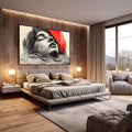 Quadro Decorativo Mulher Abstrato em Tons Alaranjados - quadros decorativos 1 Tela, 1 Tela Horizontal - em escritorio elegante