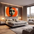 Quadro Decorativo Mulher Abstrato com Círculo Laranja - quadros decorativos 1 Tela, 1 Tela Horizontal - em escritorio elegante
