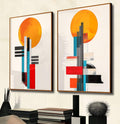 Quadro Decorativo Minimalista - Sofisticação para Seu Ambiente - quadros decorativos para sala 2 Telas, abstrato geométrico - em ambiente decorado