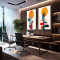 Quadro Decorativo Minimalista - Sofisticação para Seu Ambiente - quadros decorativos 2 Telas, abstrato geométrico - em sala moderna