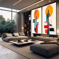 Quadro Decorativo Minimalista - Sofisticação para Seu Ambiente - quadros decorativos 2 Telas, abstrato geométrico - em escritorio elegante