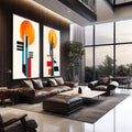 Quadro Decorativo Minimalista - Sofisticação para Seu Ambiente - quadros decorativos para sala 2 Telas, abstrato geométrico - em living room premium