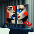 Quadro Decorativo Mulheres - Minimalismo Moderno - quadros decorativos para sala 2 Telas, abstrato - em ambiente decorado