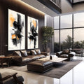 Quadro Decorativo Moderno Abstrato: Sol e Texturas - quadros decorativos para sala 2 Telas, abstrato - em quarto contemporaneo
