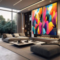 Quadro Decorativo Abstrato Vibrante: Paisagens que Encantam - quadros decorativos 2 Telas, Abstratos e Geométricos - em sala moderna