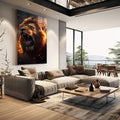 Quadro Decorativo Poderoso Leão da Ira - quadros decorativos para sala 1 Tela Vertical, 3 Telas - em quarto contemporaneo