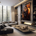 Quadro Decorativo Poderoso Leão da Ira - quadros decorativos 1 Tela Vertical, 3 Telas - em escritorio elegante