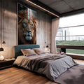 Quadro Decorativo Leão: A Majestade da Coroa de Rei - quadros decorativos para sala 1 Tela Vertical, 3 Telas - em living room premium