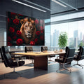Quadro Decorativo Leão Florido - Arte para Inspirar Seu Ambiente - quadros decorativos para sala 1 Tela, 1 Tela Horizontal - em living room premium
