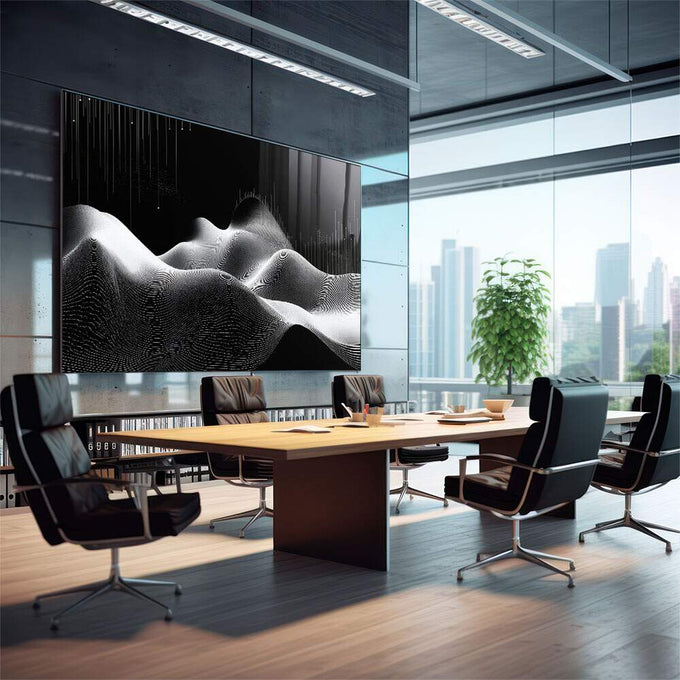 Quadro Decorativo Minimalista Preto e Branco - quadros decorativos 1 Tela, 1 Tela Horizontal - em sala moderna