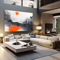 Quadro Decorativo Abstrato Vibrante em Tons Laranja - quadros decorativos 1 Tela, 1 Tela Horizontal - em escritorio elegante
