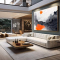 Quadro Decorativo Abstrato Vibrante em Tons Laranja - quadros decorativos para sala 1 Tela, 1 Tela Horizontal - em quarto contemporaneo