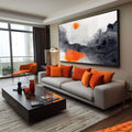 Quadro Decorativo Abstrato Vibrante em Tons Laranja - quadros decorativos para sala 1 Tela, 1 Tela Horizontal - em ambiente decorado