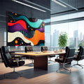 Quadro Decorativo Abstrato Ondas Cósmicas: Arte em Cores Vivas para Sua Decoração - quadros decorativos 1 Tela, 1 Tela Horizontal - em sala moderna
