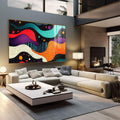 Quadro Decorativo Abstrato Ondas Cósmicas: Arte em Cores Vivas para Sua Decoração - quadros decorativos para sala 1 Tela, 1 Tela Horizontal - em quarto contemporaneo