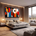 Quadro Decorativo Abstrato Geometria Vibrante em Cores Primárias - quadros decorativos 1 Tela, 1 Tela Horizontal - em escritorio elegante