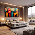 Quadro Decorativo Abstrato com Formas Geométricas - quadros decorativos 1 Tela, 1 Tela Horizontal - em escritorio elegante