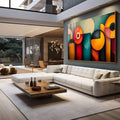 Quadro Decorativo Abstrato com Formas Geométricas - quadros decorativos para sala 1 Tela, 1 Tela Horizontal - em living room premium