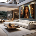 Quadro Decorativo Oração e Serenidade da Divina Virgem Maria - quadros decorativos para sala 1 Tela, 1 Tela Horizontal - em living room premium