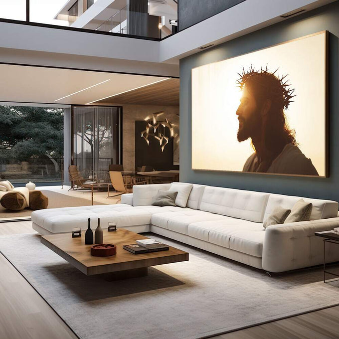 Quadro Decorativo A Força da Fé de Jesus cristo - quadros decorativos para sala 1 Tela, 1 Tela Horizontal - em living room premium