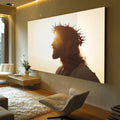 Quadro Decorativo A Força da Fé de Jesus cristo - quadros decorativos para sala 1 Tela, 1 Tela Horizontal - em ambiente decorado