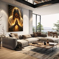 Quadro Decorativo: A Luz da Oração Divina - quadros decorativos 1 Tela Vertical, 3 Telas - em sala moderna