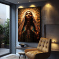 Quadro Decorativo A Luz de Nossa Senhora de Guadalupe - quadros decorativos para sala 1 Tela Vertical, 3 Telas - em ambiente decorado