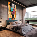 Quadro Decorativo Homem Urbano Arte Contemporânea - quadros decorativos para sala 1 Tela Vertical, 3 Telas - em living room premium