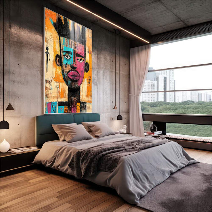 Quadro Decorativo Homem Urbano Arte Contemporânea - quadros decorativos para sala 1 Tela Vertical, 3 Telas - em living room premium