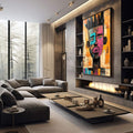 Quadro Decorativo Homem Urbano Arte Contemporânea - quadros decorativos 1 Tela Vertical, 3 Telas - em escritorio elegante