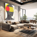 Quadro Decorativo Rosto Abstrato - Forma e Cores Contemporâneas - quadros decorativos para sala 1 Tela Vertical, 3 Telas - em quarto contemporaneo