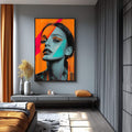 Quadro Decorativo Retrato em Formas Contemporâneas - quadros decorativos para sala 1 Tela Vertical, 3 Telas - em ambiente decorado