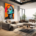 Quadro Decorativo Retrato em Formas Contemporâneas - quadros decorativos 1 Tela Vertical, 3 Telas - em escritorio elegante