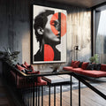 Quadro Decorativo Retrato - Contrastando Formas e Cores - quadros decorativos para sala 1 Tela Vertical, 3 Telas - em ambiente decorado