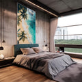Quadro Decorativo Paisagem Tropical - Beira da Praia - quadros decorativos para sala 1 Tela Vertical, 3 Telas - em quarto contemporaneo