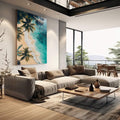 Quadro Decorativo Paisagem Tropical - Beira da Praia - quadros decorativos 1 Tela Vertical, 3 Telas - em escritorio elegante