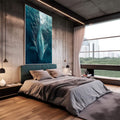 Quadro Decorativo Encontro Majestoso - Barco e Baleia no Mar - quadros decorativos 1 Tela Vertical, 3 Telas - em sala moderna