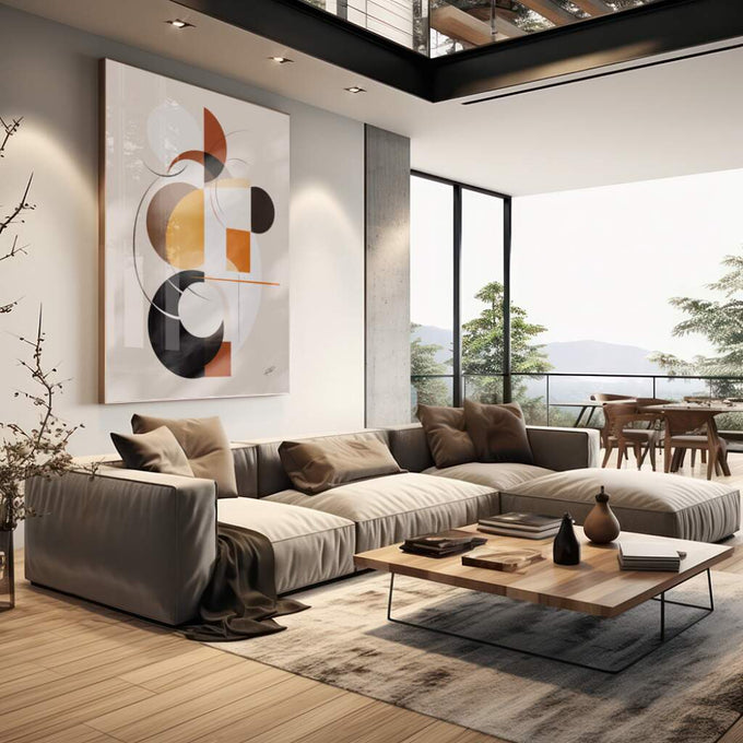 Quadro Decorativo: Outono Minimalista e Elegante - quadros decorativos para sala 1 Tela Vertical, 3 Telas - em living room premium