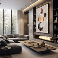 Quadro Decorativo: Outono Minimalista e Elegante - quadros decorativos 1 Tela Vertical, 3 Telas - em sala moderna