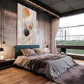 Quadro Decorativo: Elegância Minimalista com Tons Avermelhados - quadros decorativos 1 Tela Vertical, 3 Telas - em sala moderna