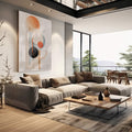 Quadro Decorativo: Elegância Minimalista com Tons Avermelhados - quadros decorativos para sala 1 Tela Vertical, 3 Telas - em quarto contemporaneo